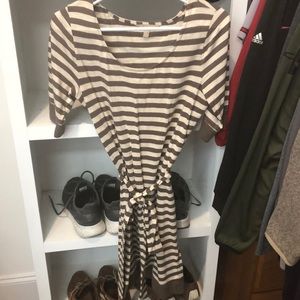 Banana Republic khaki and brown striped dress
